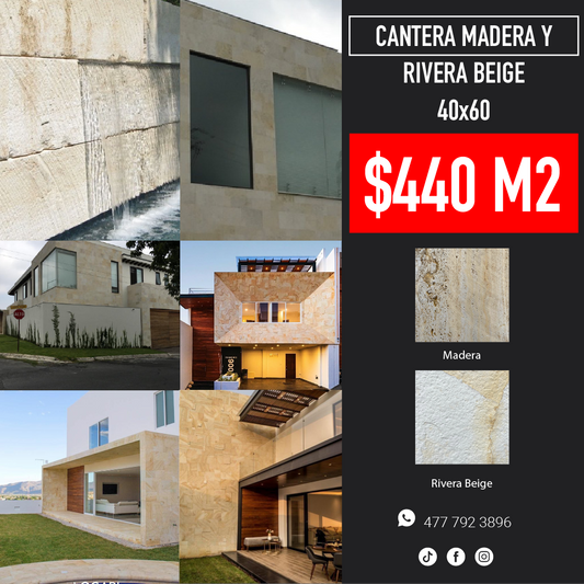Cantera (Rivera Beige y Madera) 40x60