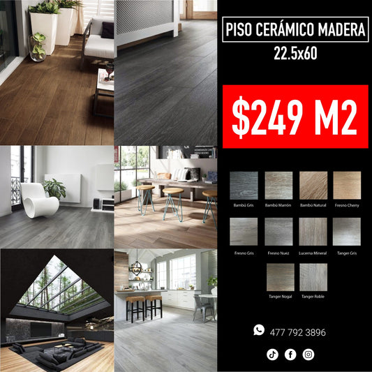 Piso Ceramico tipo Madera 22.5x60