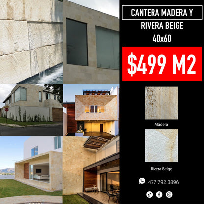 Cantera (Rivera Beige y Madera) 40x60