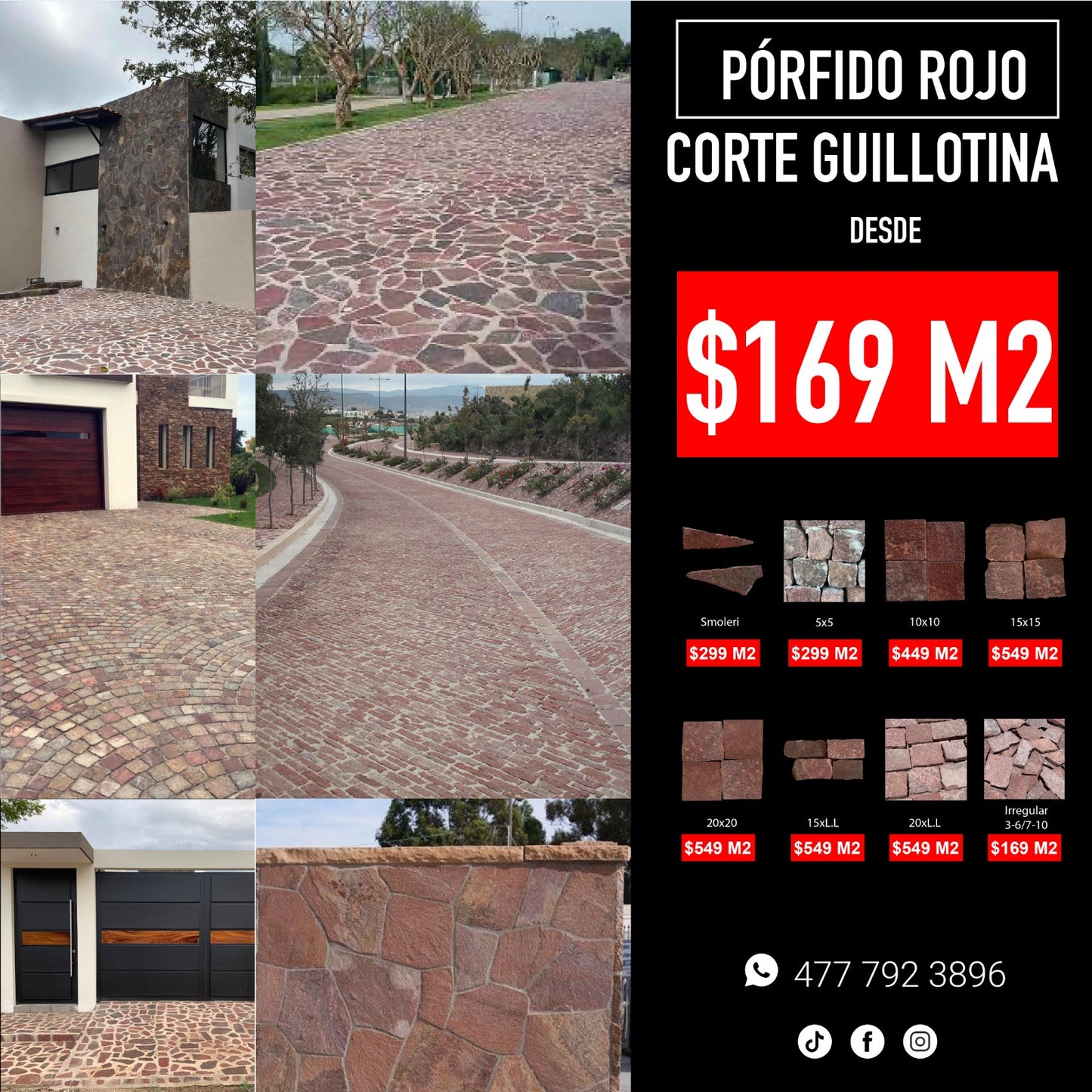 Porfido Rojo Corte Guillotina