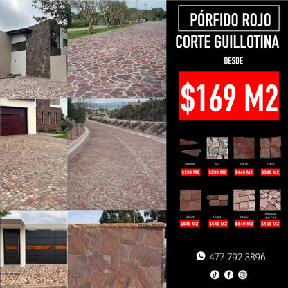 Porfido Rojo Corte Guillotina